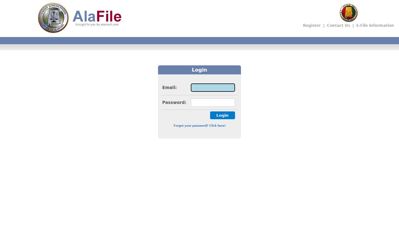 AlaFile Alabama electronic filing login