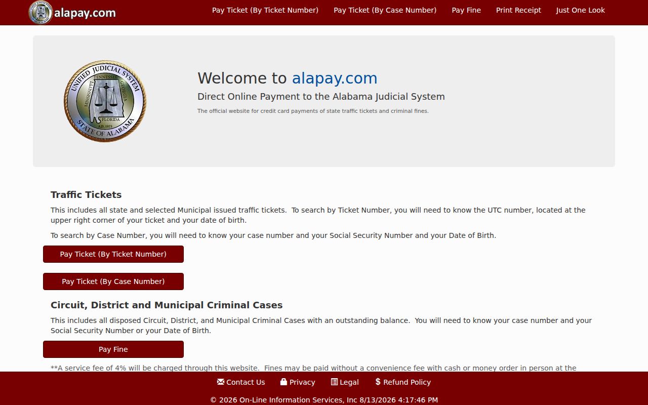 AlaPay Alabama court payment gateway