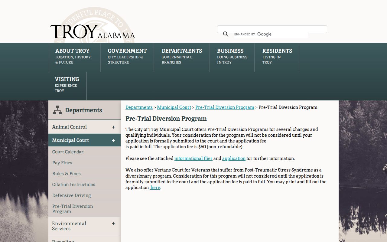 Troy court docket diversion and Veterans Court information