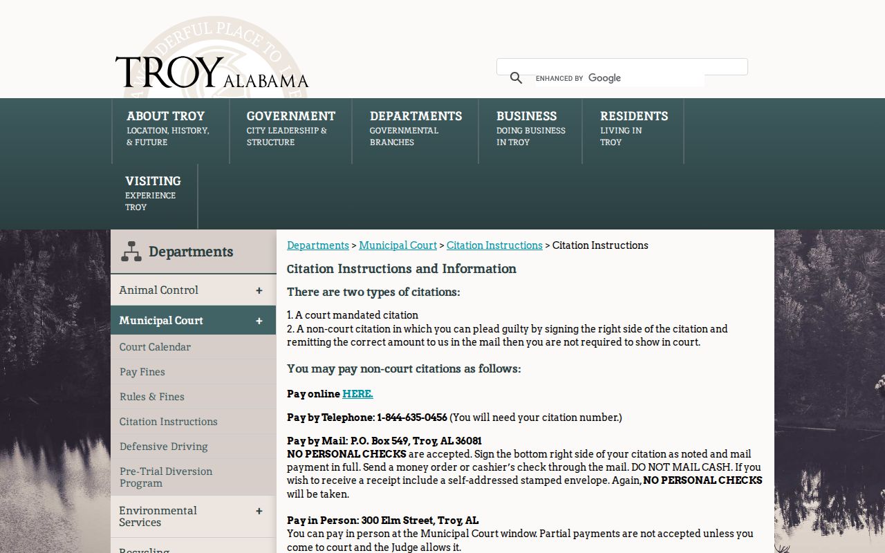 Troy traffic ticket court docket payment instructions