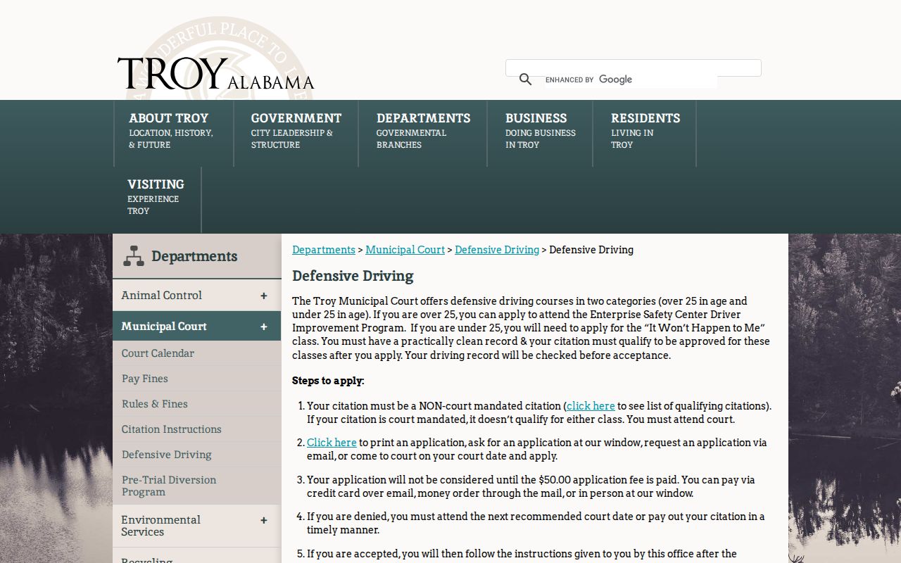 Troy court docket defensive driving program information