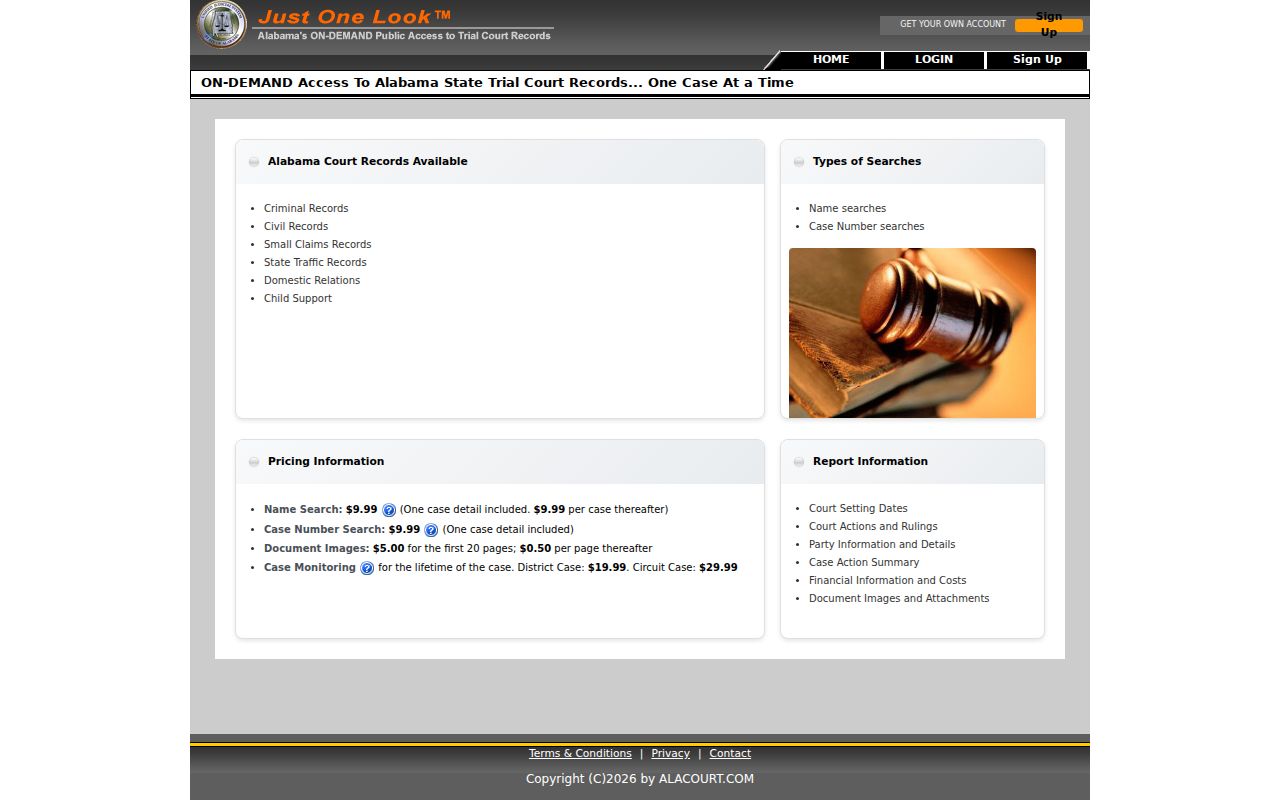 Pike County court docket search on the Just One Look portal