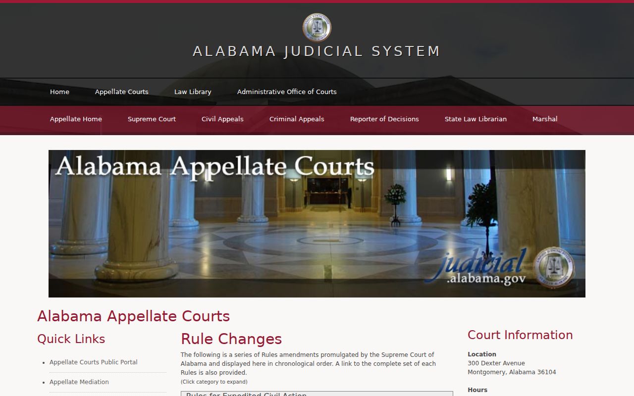 Alabama judiciary court rules index
