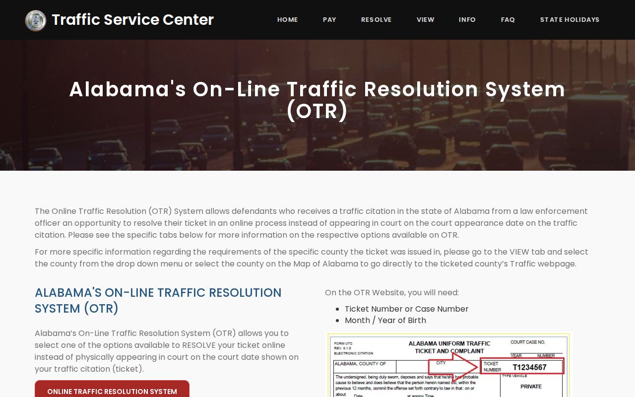 Online Traffic Resolution instructions for Pike tickets
