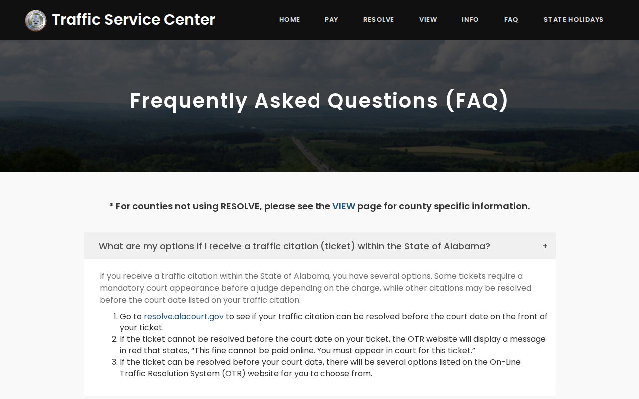 Alabama traffic court payment and contest guidance
